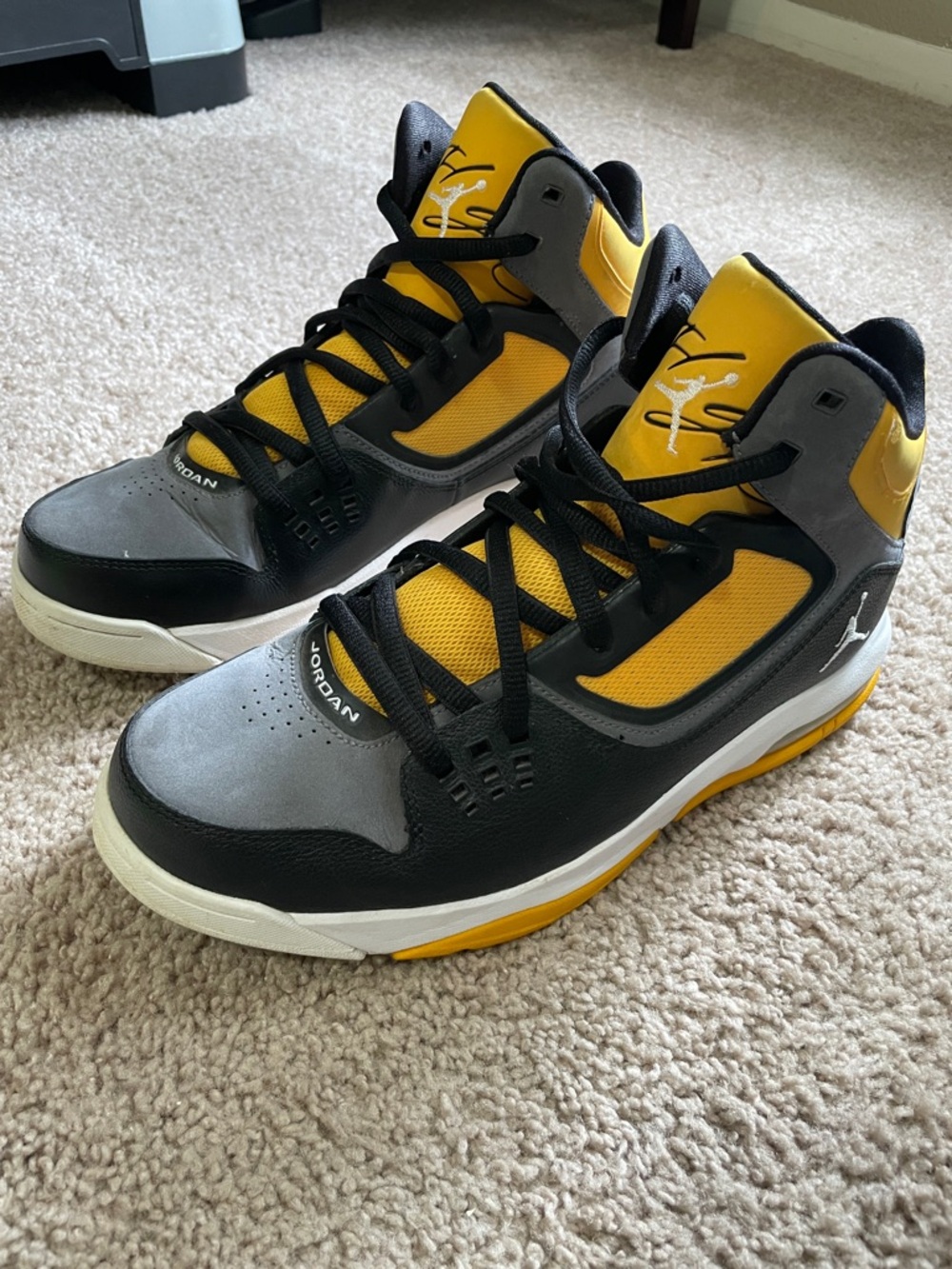 Nike Men’s Athletic High-Top Shoes in Yellow, Black & Gray